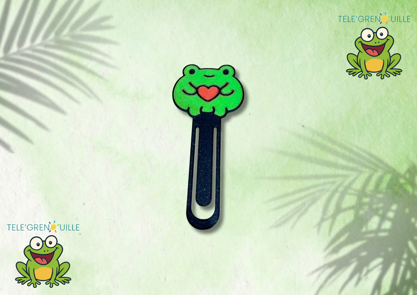 📖 Marque-page Grenouille 3D – Télégrenouille – 3 Couleurs au Choix