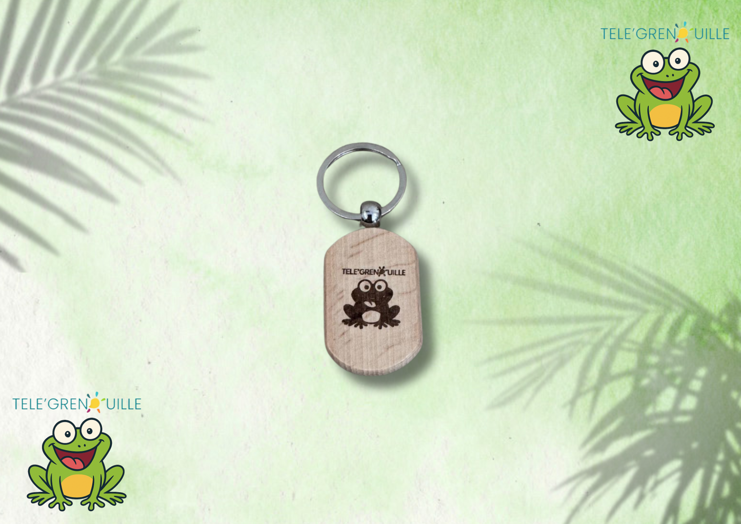 🔑 Porte-clés en bois « TÉLÉ’GRENOUILLE » 🐸
