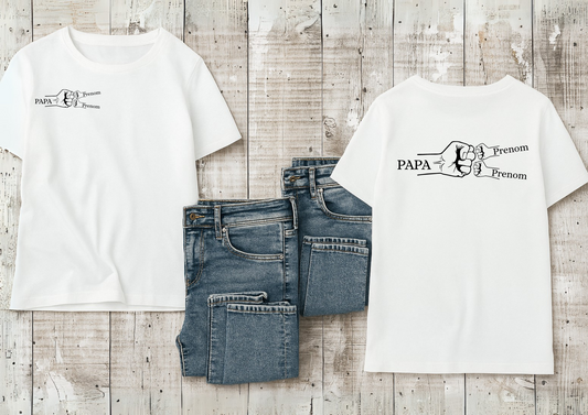 👕 T-shirt Personnalisable Papa & Enfants – Poing Fist Bump