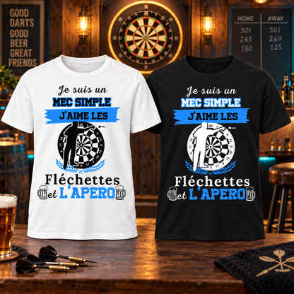 Présentation premium T-shirts mec simple fléchettes et apéro