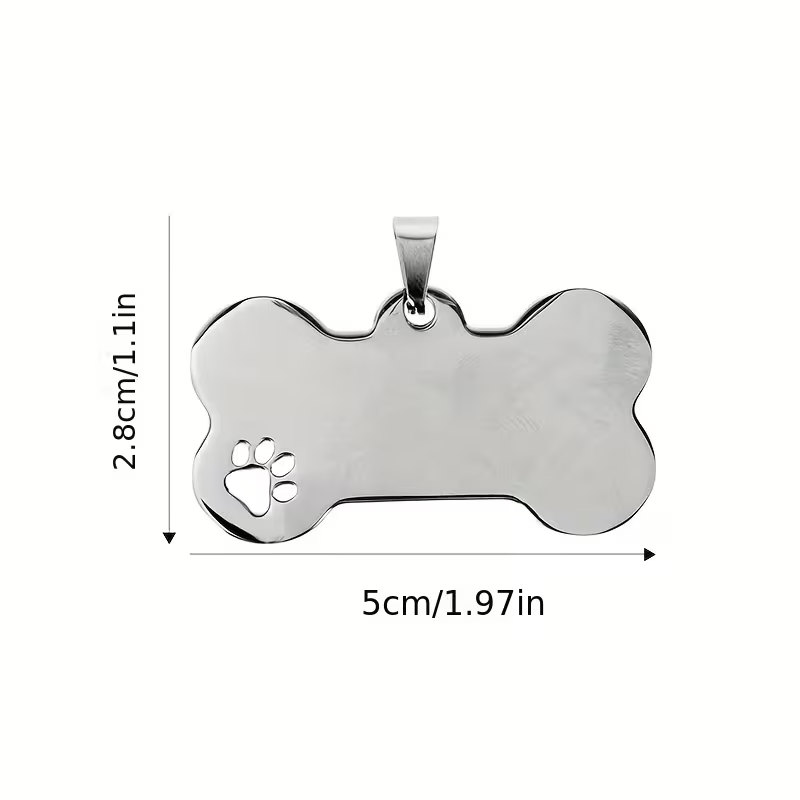 Dimensions de la médaille pour chien en forme d’os : 5 x 2,8 cm