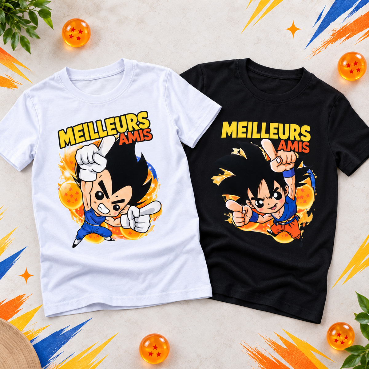 Duo de tee-shirts Meilleurs Amis esprit manga