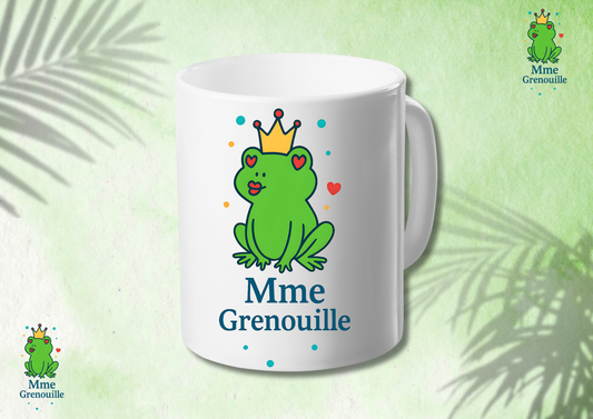💚 Mug blanc “Mme Grenouille” – La reine des pauses café 👑☕🐸
