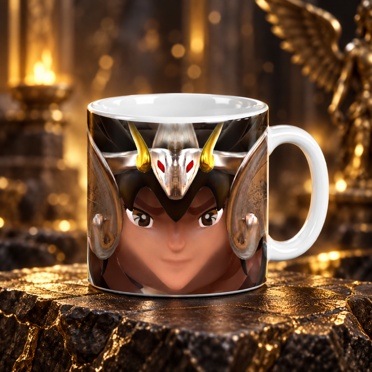 Mug Chevalier présenté dans une ambiance fantastique