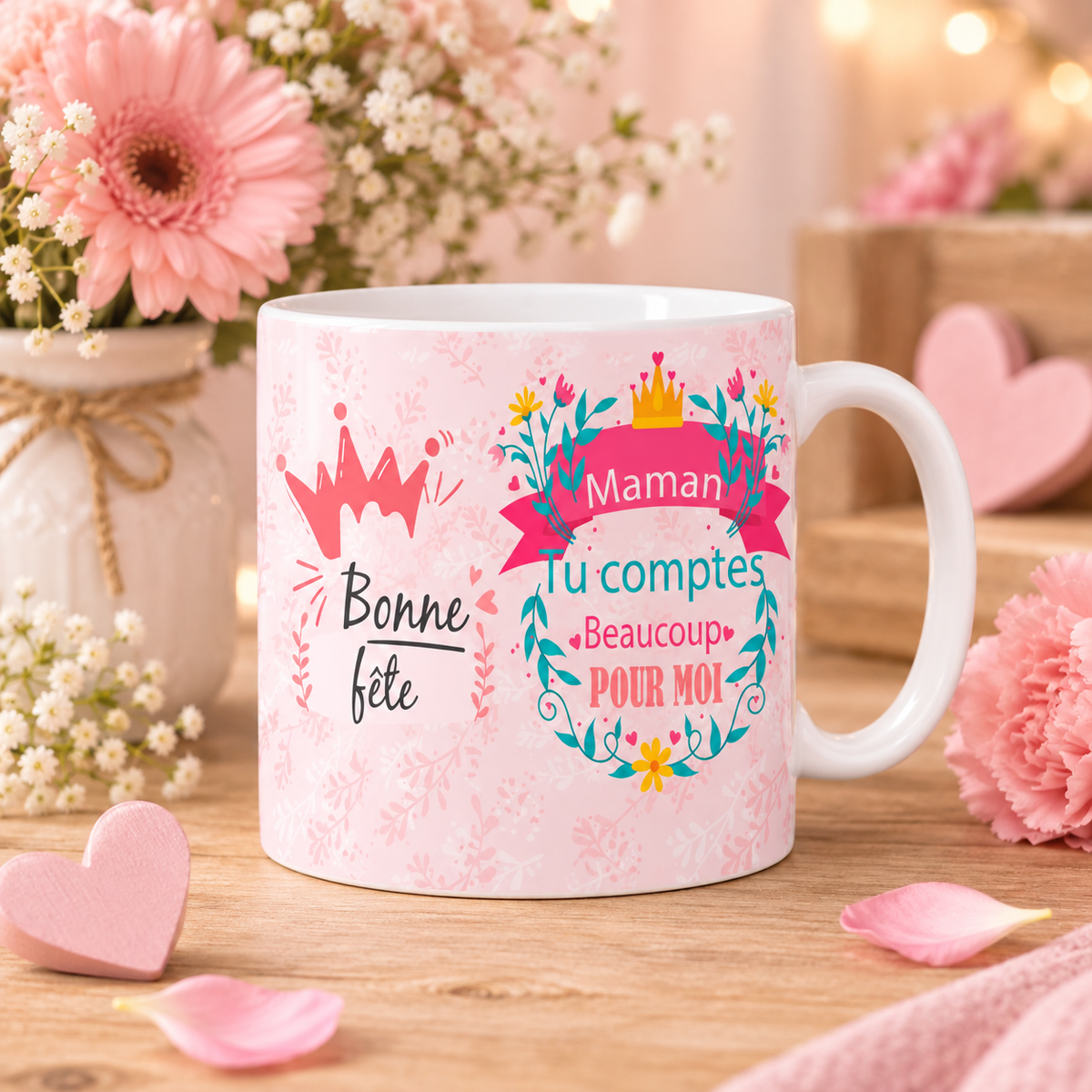 Mug fête des mères dans une ambiance florale