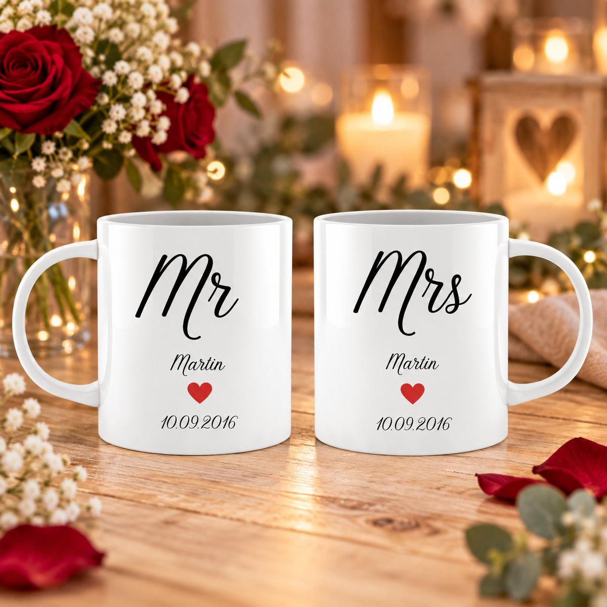 Duo de mugs personnalisés Mr et Mrs