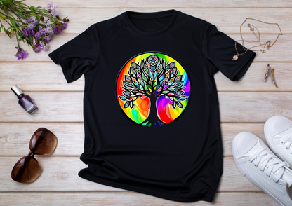 T-shirt Psychedelic Design personnalisé – 100 motifs au choix – Noir ou Blanc