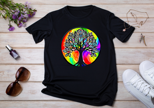 T-shirt Psychedelic Design personnalisé – 100 motifs au choix – Noir ou Blanc