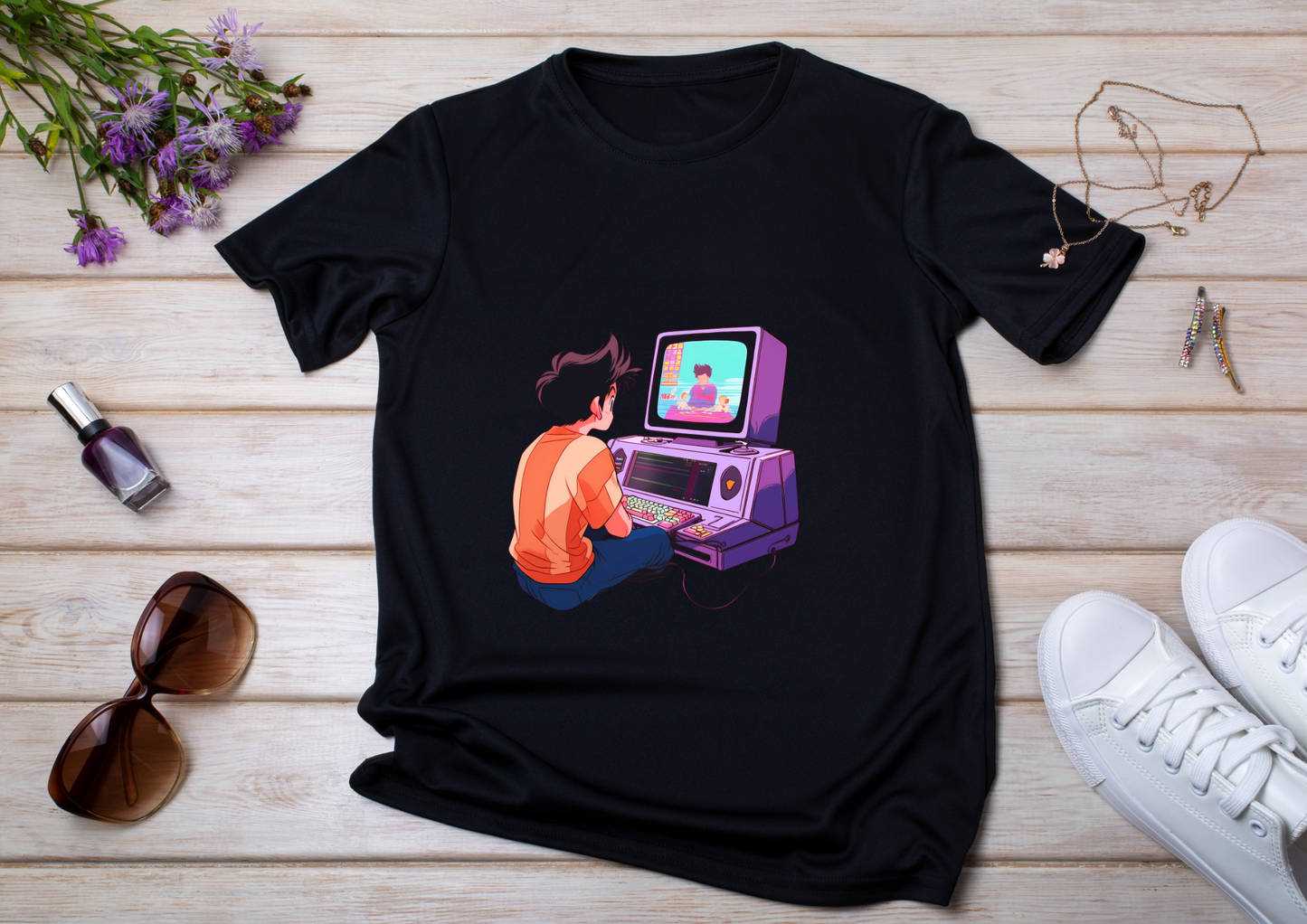 T-shirt Retro Anime Nostalgia – 61 modèles au choix – Noir ou Blanc