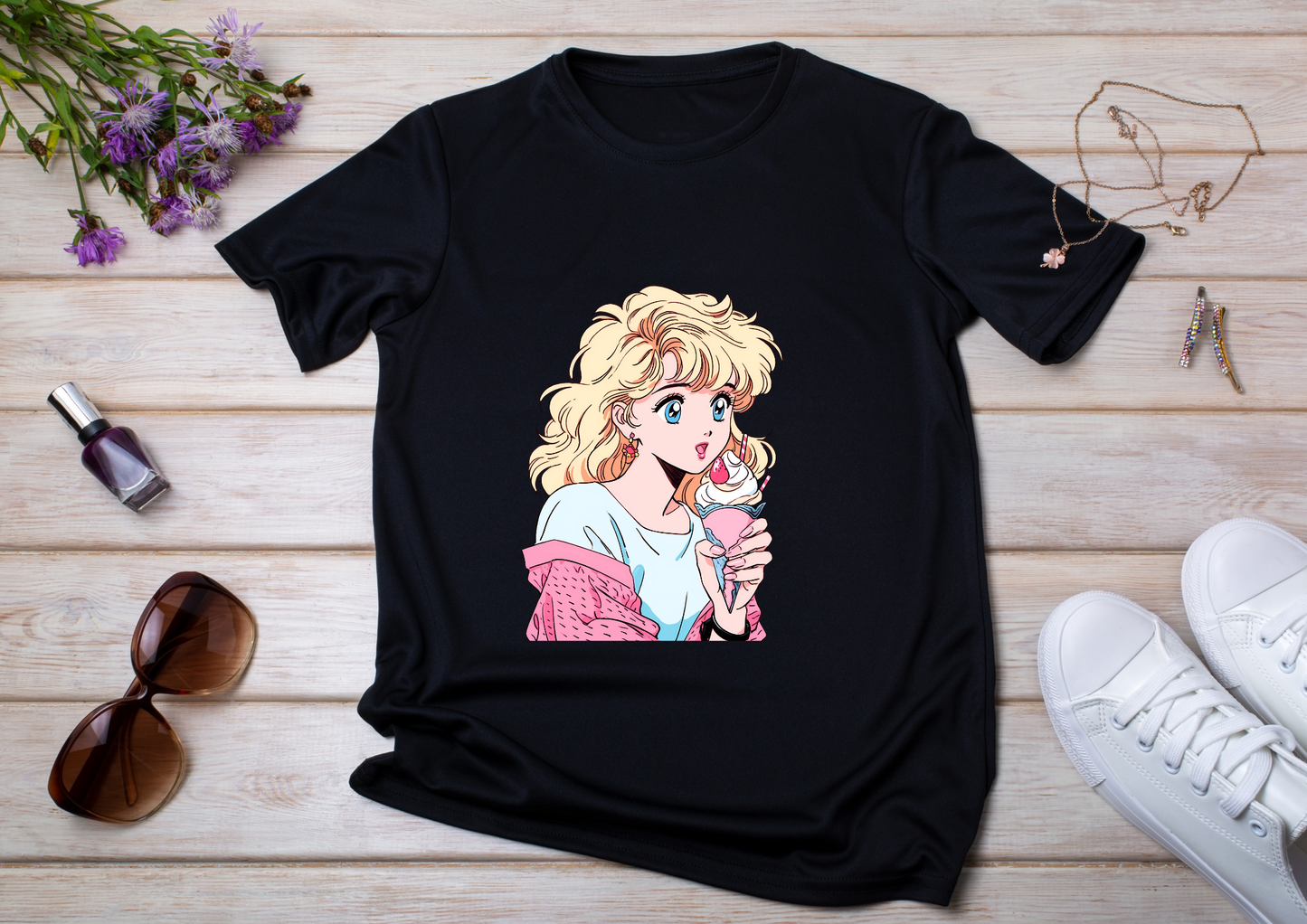 T-shirt Retro Anime Nostalgia – 61 modèles au choix – Noir ou Blanc