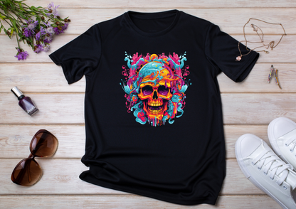 T-shirt Psychedelic Design personnalisé – 100 motifs au choix – Noir ou Blanc