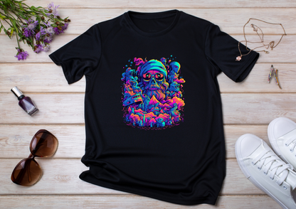 T-shirt Psychedelic Design personnalisé – 100 motifs au choix – Noir ou Blanc