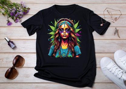 T-shirt Psychedelic Design personnalisé – 100 motifs au choix – Noir ou Blanc