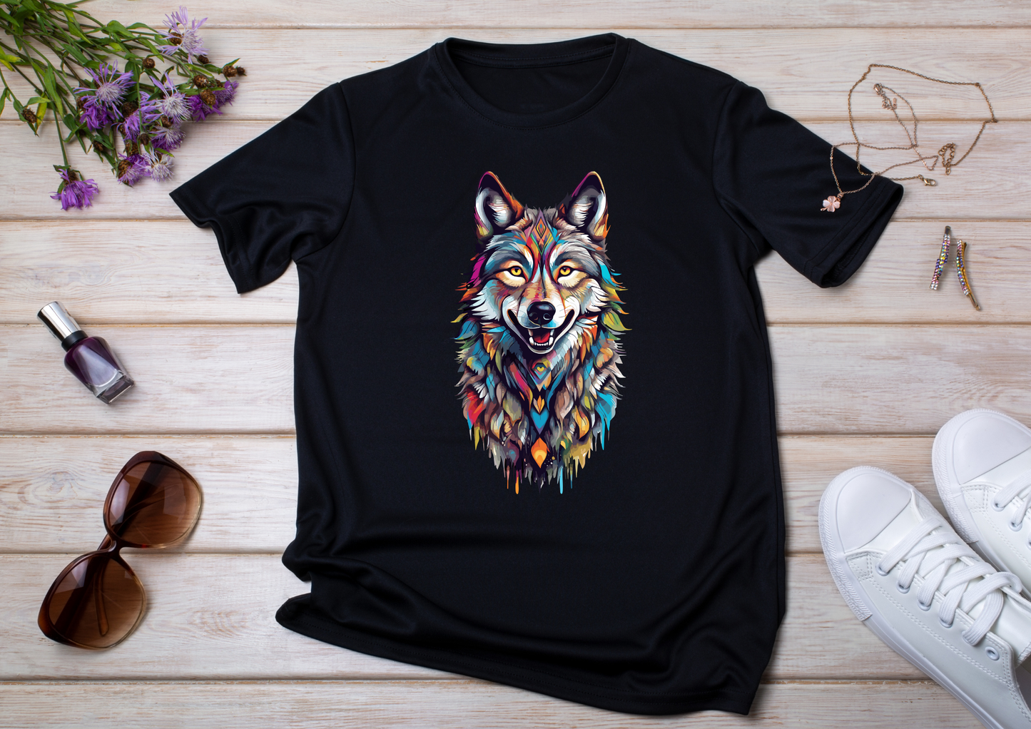 T-shirt Psychedelic Design personnalisé – 100 motifs au choix – Noir ou Blanc