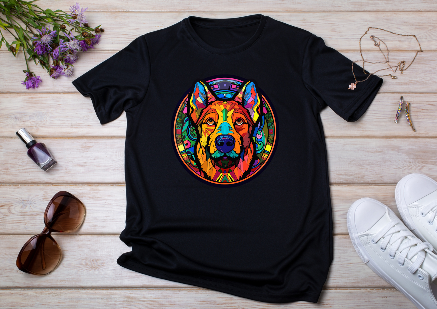 T-shirt Psychedelic Design personnalisé – 100 motifs au choix – Noir ou Blanc