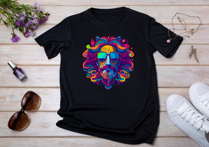 T-shirt Psychedelic Design personnalisé – 100 motifs au choix – Noir ou Blanc