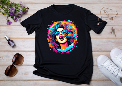 T-shirt Psychedelic Design personnalisé – 100 motifs au choix – Noir ou Blanc