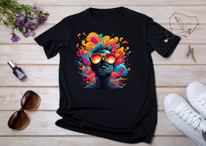 T-shirt Psychedelic Design personnalisé – 100 motifs au choix – Noir ou Blanc