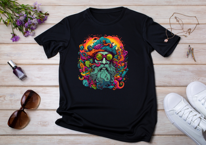 T-shirt Psychedelic Design personnalisé – 100 motifs au choix – Noir ou Blanc