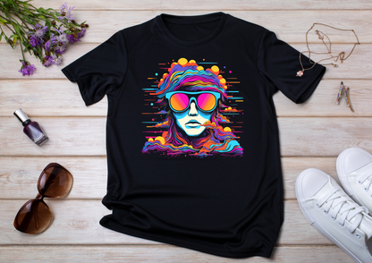 T-shirt Psychedelic Design personnalisé – 100 motifs au choix – Noir ou Blanc