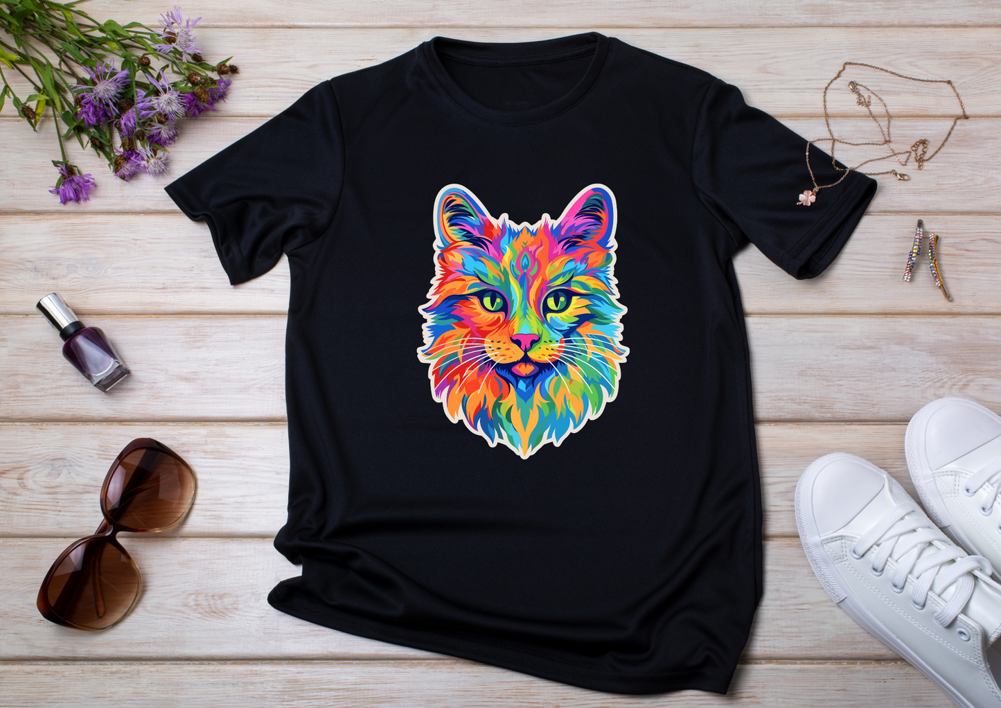 T-shirt Psychedelic Design personnalisé – 100 motifs au choix – Noir ou Blanc