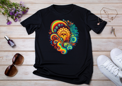 T-shirt Psychedelic Design personnalisé – 100 motifs au choix – Noir ou Blanc
