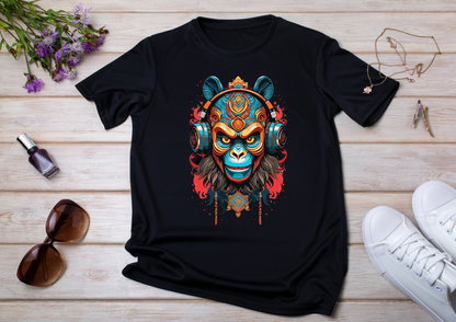 T-shirt Psychedelic Design personnalisé – 100 motifs au choix – Noir ou Blanc
