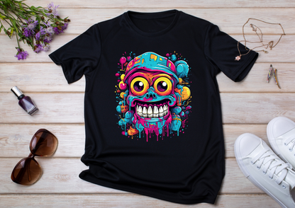 T-shirt Psychedelic Design personnalisé – 100 motifs au choix – Noir ou Blanc