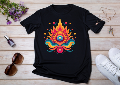 T-shirt Psychedelic Design personnalisé – 100 motifs au choix – Noir ou Blanc