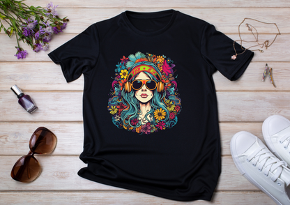 T-shirt Psychedelic Design personnalisé – 100 motifs au choix – Noir ou Blanc