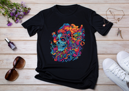 T-shirt Psychedelic Design personnalisé – 100 motifs au choix – Noir ou Blanc