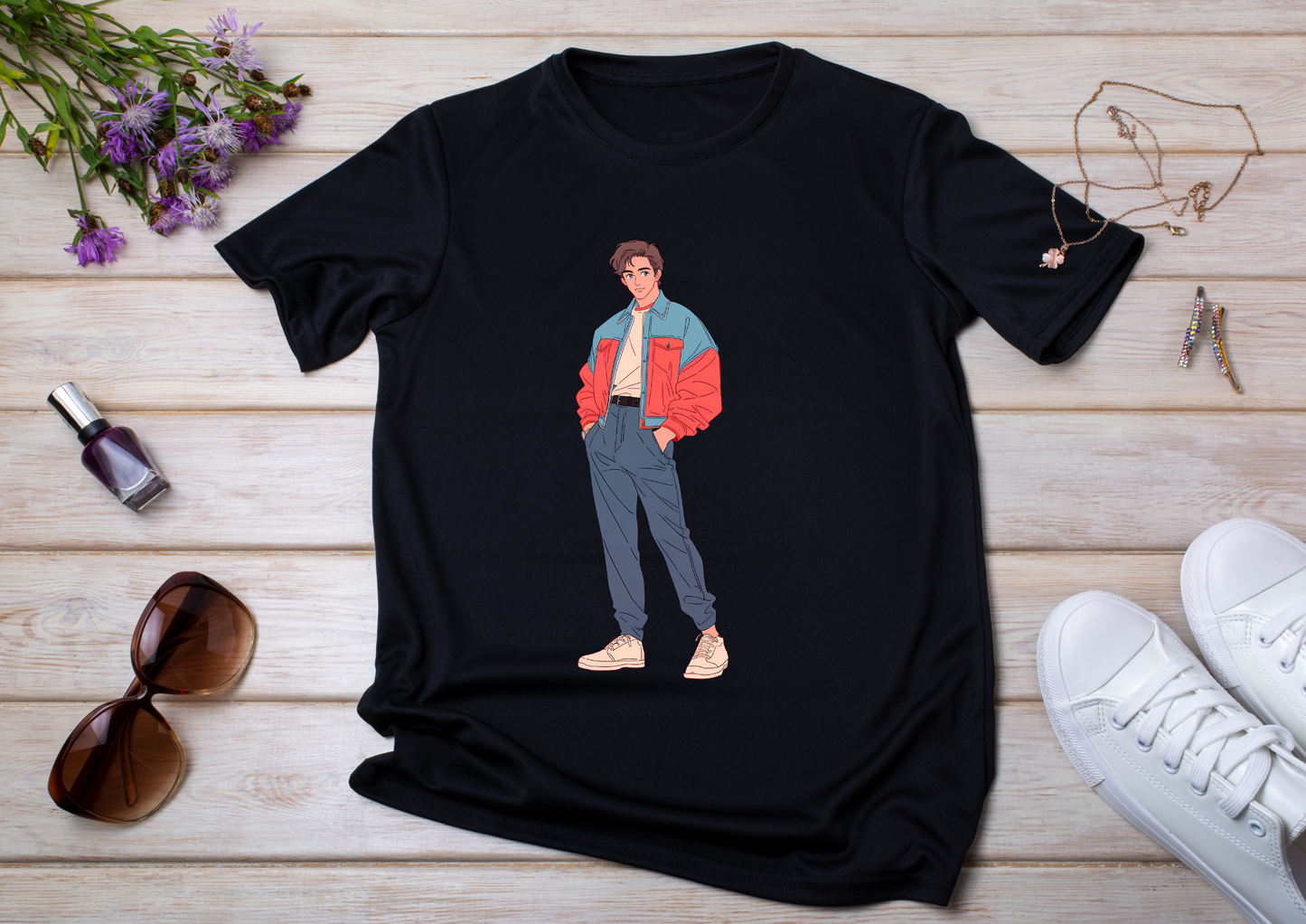 T-shirt Retro Anime Nostalgia – 61 modèles au choix – Noir ou Blanc