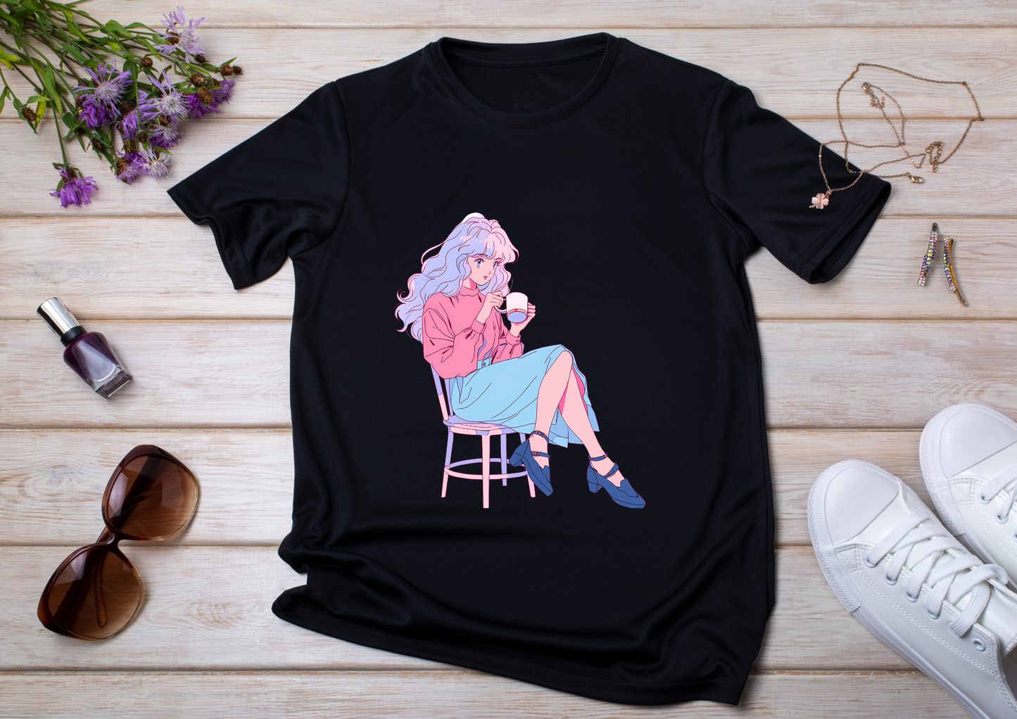 T-shirt Retro Anime Nostalgia – 61 modèles au choix – Noir ou Blanc