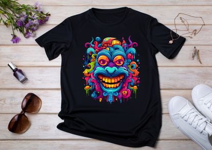 T-shirt Psychedelic Design personnalisé – 100 motifs au choix – Noir ou Blanc