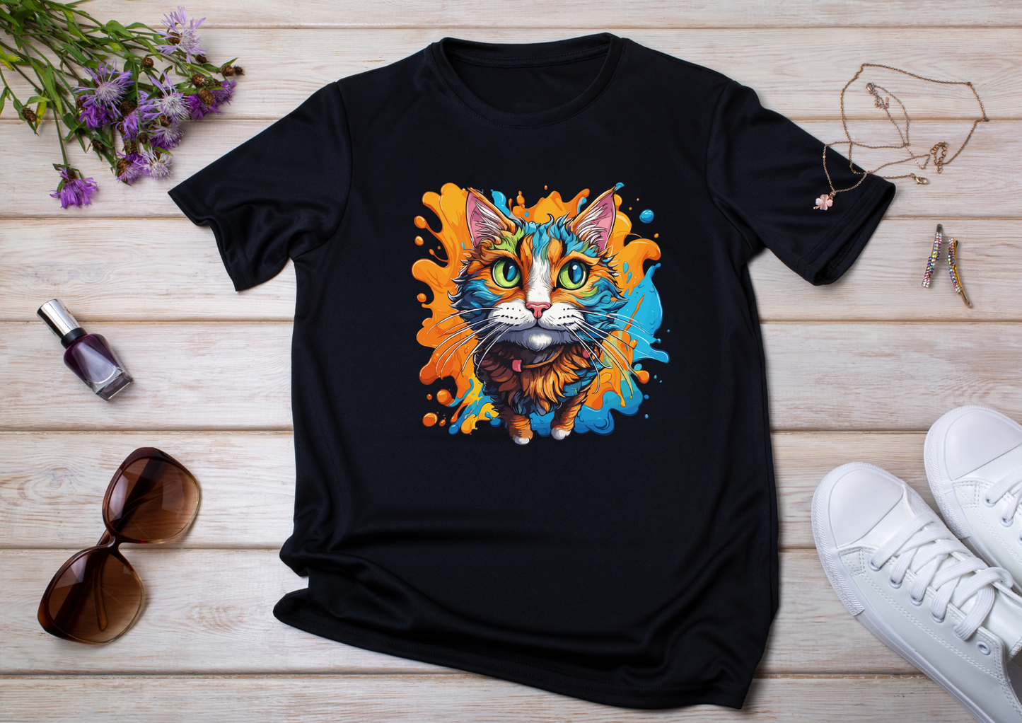 T-shirt Psychedelic Design personnalisé – 100 motifs au choix – Noir ou Blanc