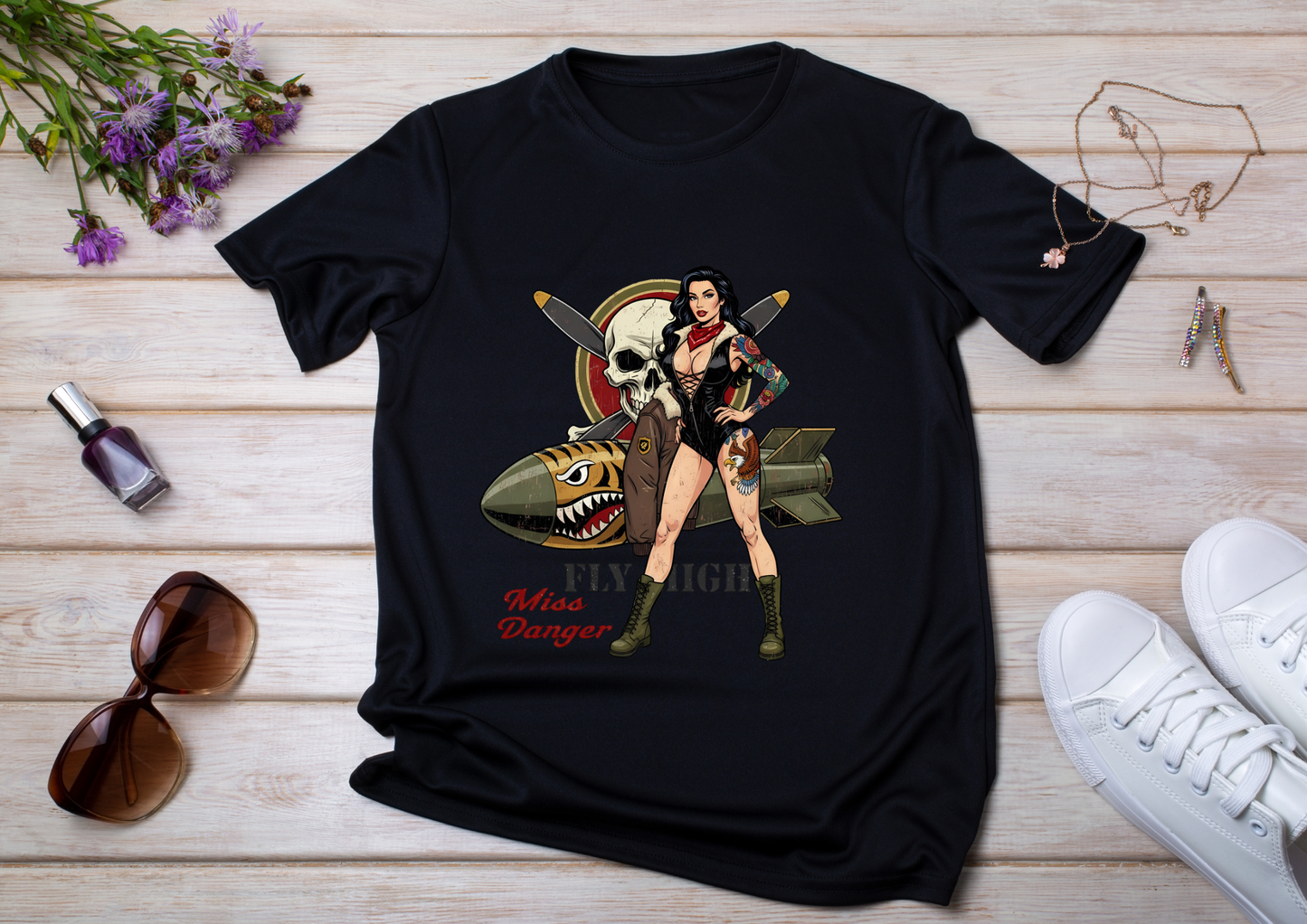 🖤 T-shirt Femme Style Pin-Up Vintage – Collection Rock & Biker