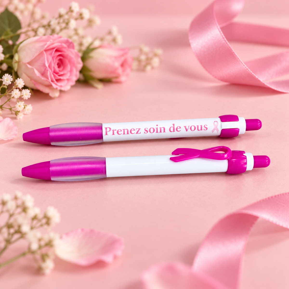 Stylo Prenez soin de vous Ruban Rose – présentation produit