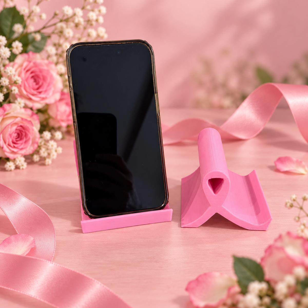 Support téléphone Ruban Rose – présentation produit