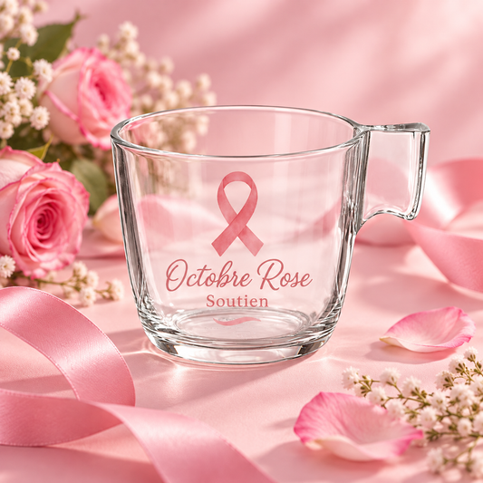 Tasse Transparente Octobre Rose – présentation produit