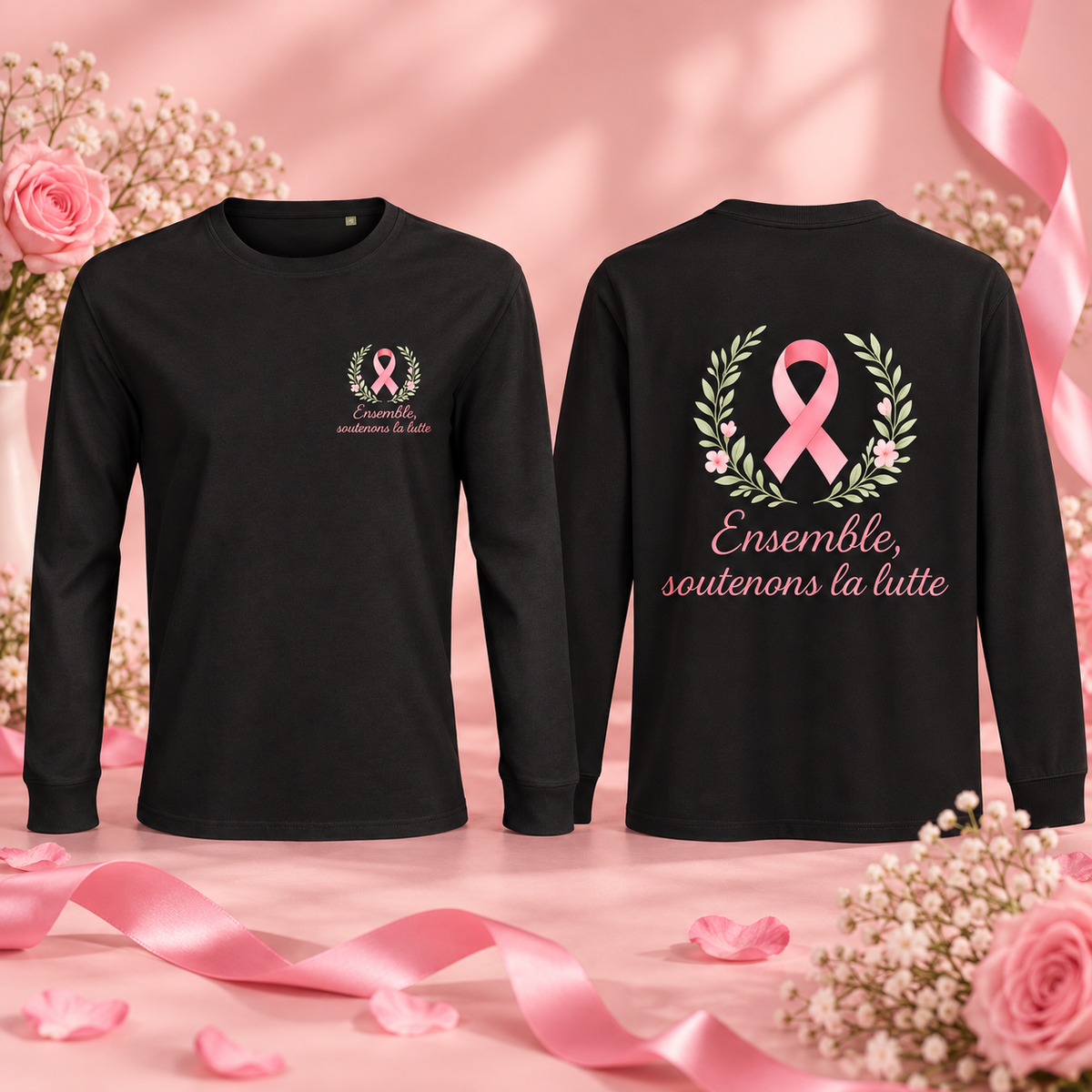 T-shirt manches longues Octobre Rose – présentation produit