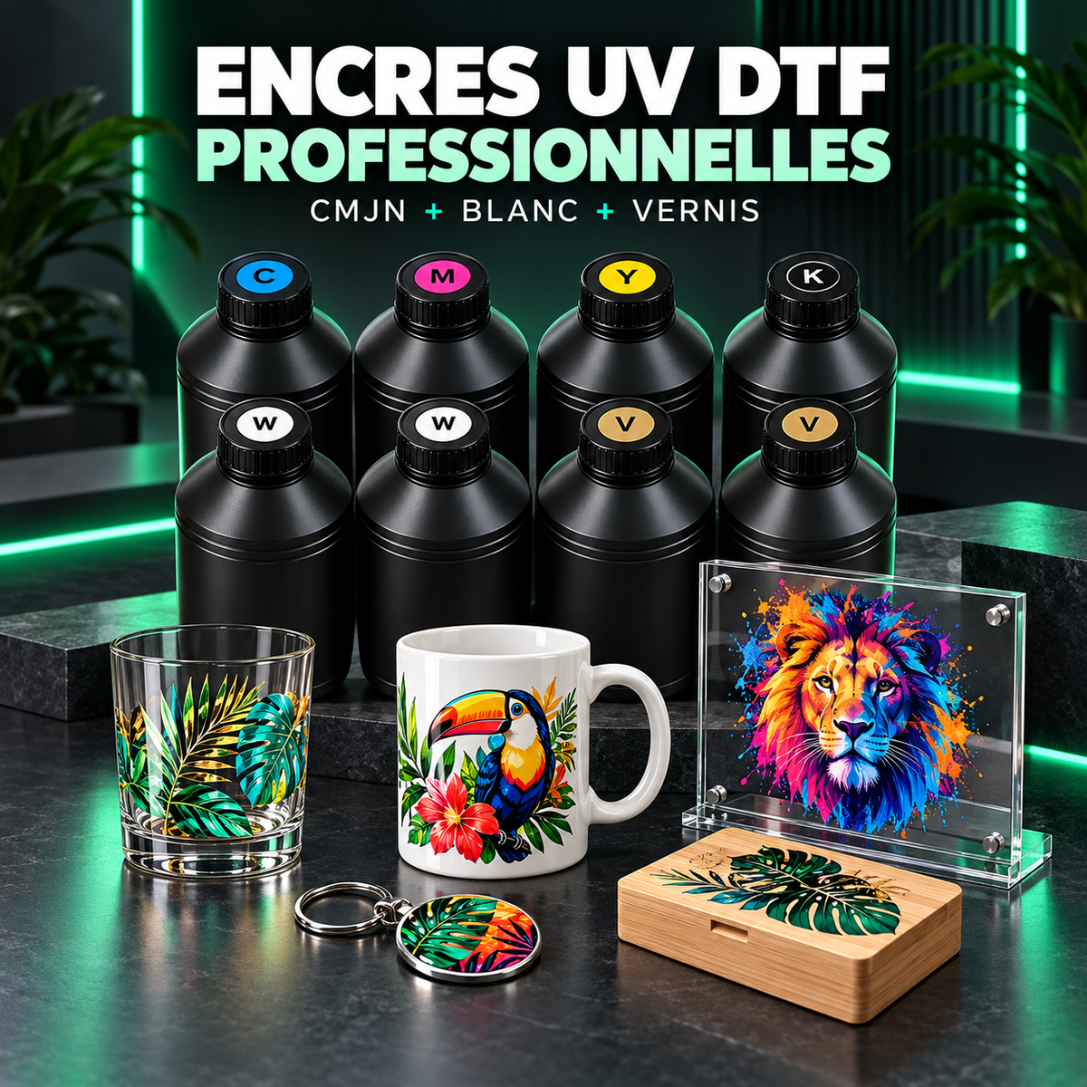 Pack d’encres UV DTF professionnelles et exemples d’applications