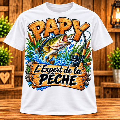 T-shirt Papy – L’Expert de la pêche