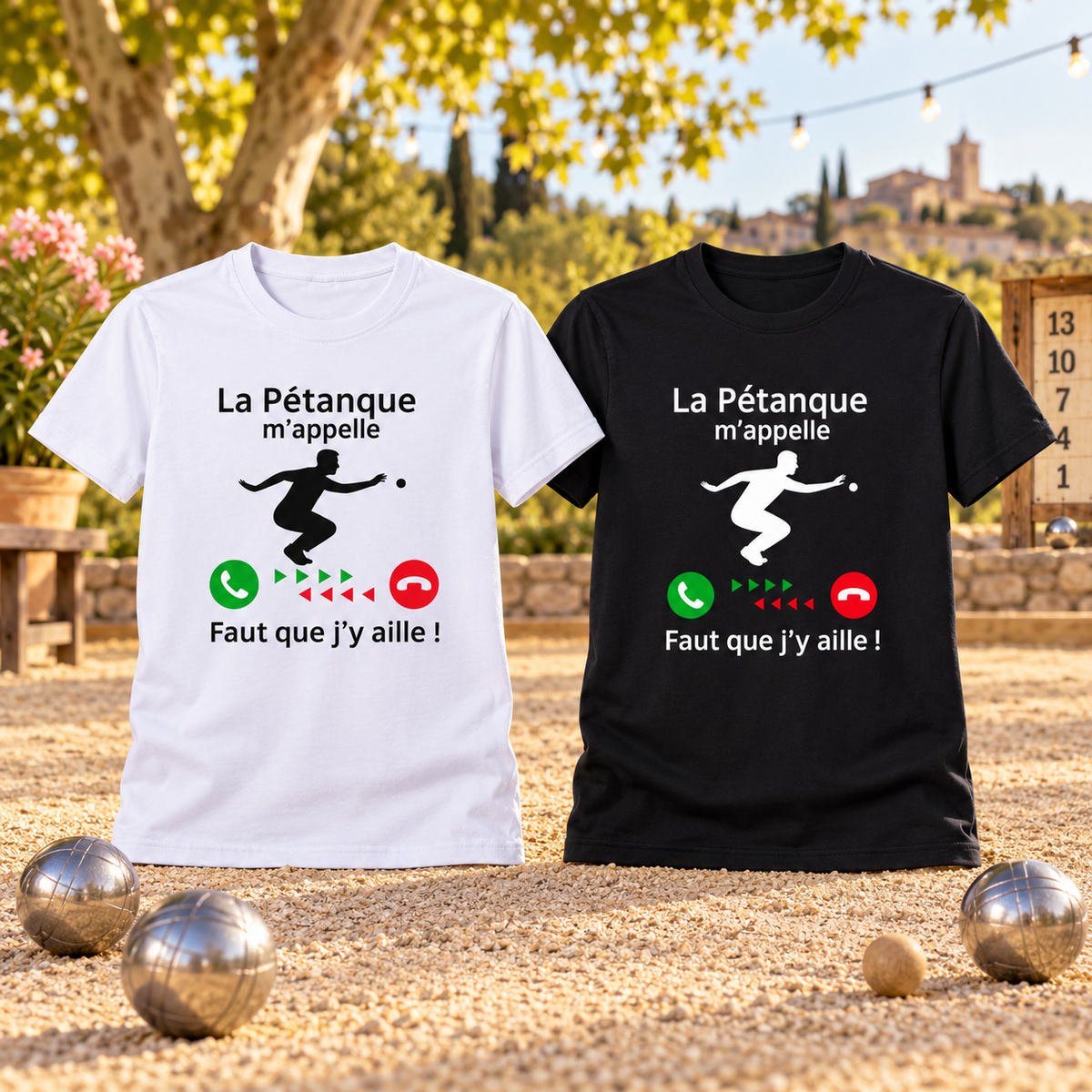 Présentation premium des T-shirts La pétanque m’appelle