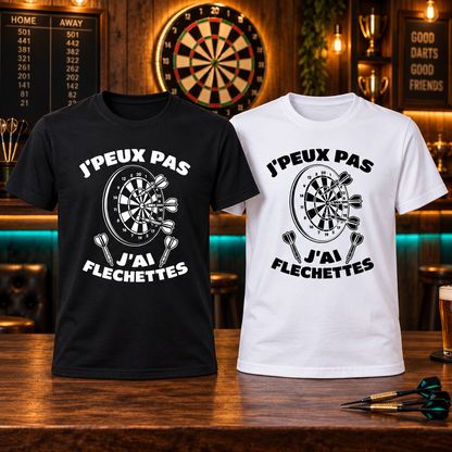 Présentation premium T-shirts J’peux pas j’ai fléchettes