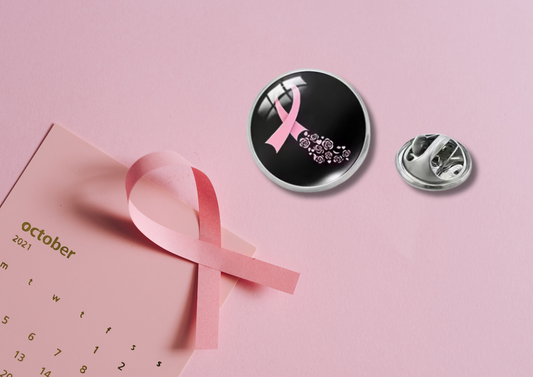 Pins Rond noir Octobre Rose – Édition Solidaire 🎀