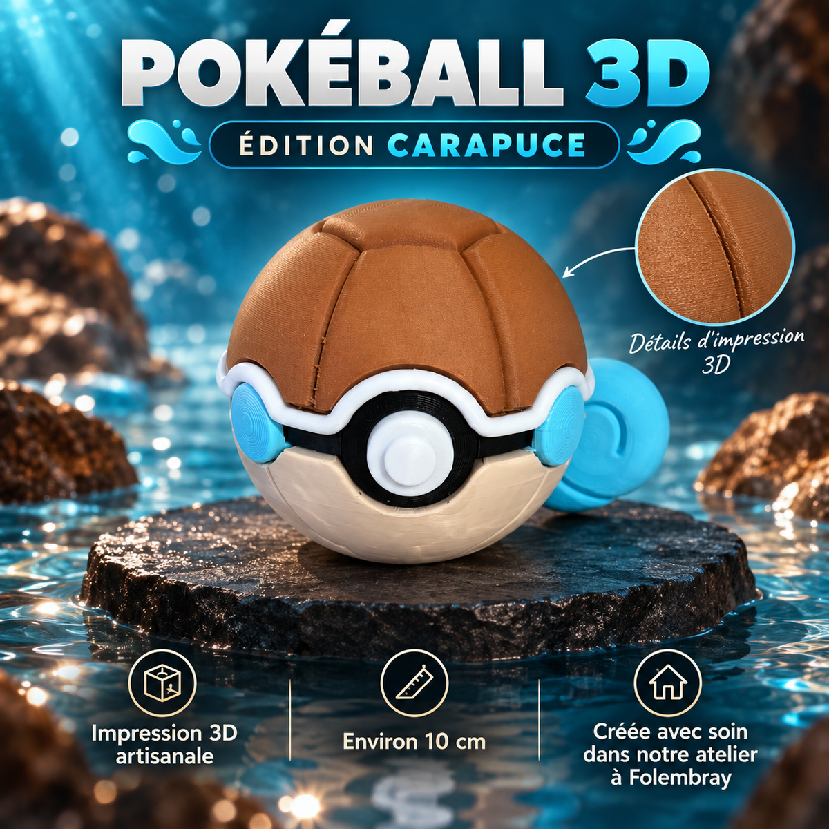 Pokéball 3D édition Carapuce – présentation artisanale