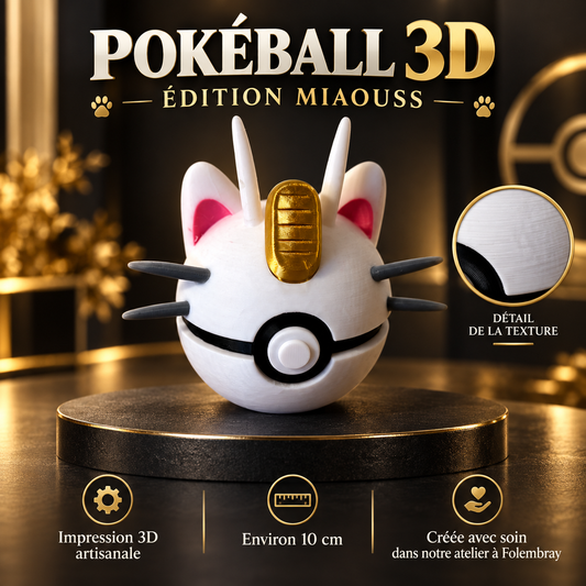 Pokéball 3D édition Miaouss – présentation artisanale