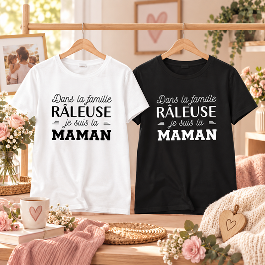 T-shirts Famille râleuse Maman blanc et noir