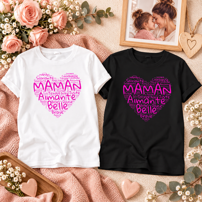 T-shirts Maman aimante belle blanc et noir