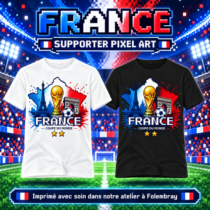 T-shirt France – Édition Supporter Pixel Art ⚽🇫🇷 – visuel de présentation